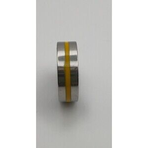 Silver And Yellow Striped Stainless Steel Ring U.S Size 20